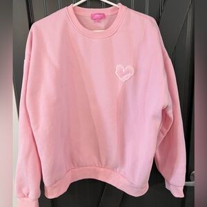 Edikted Pink Heart Detail Crew Neck Sweater